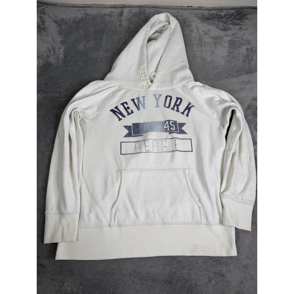 Vintage Y2K American Eagle Pullover Hoodie Women's Size XL White Preppy